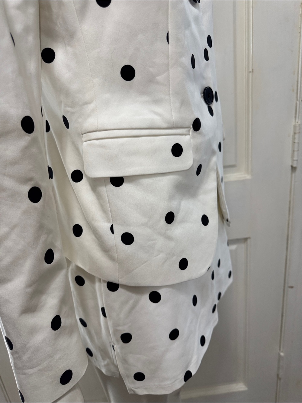 Express Editor White Polka Dot Blazer Skirt Set Stretch
Cotton 2-Piece Suit A4 - Picture 11 of 16